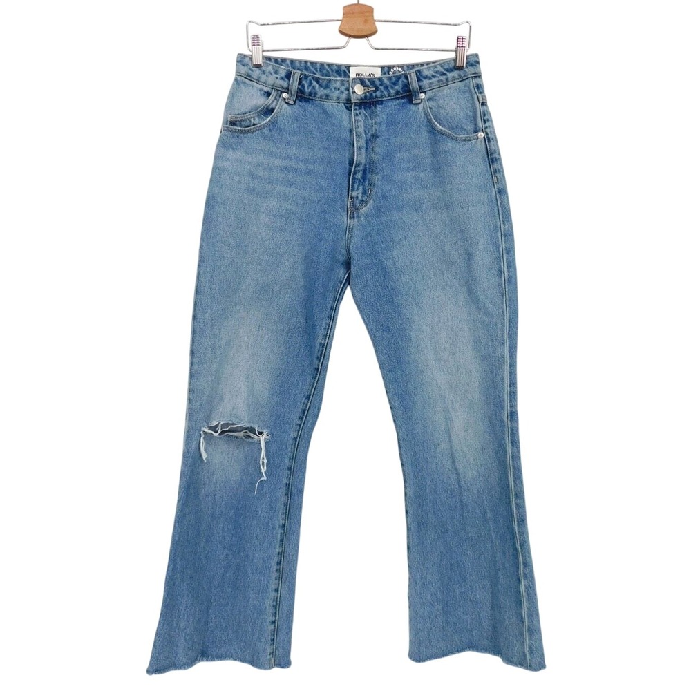 Rolla's Women's Eastcoast Crop‎ Flare Lara Jean In Blue Organic Size 30